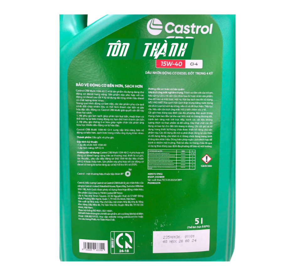DẦU NHỚT ĐỘNG CƠ CASTROL CRB MULTI 15W-40 CH-4 (5 LÍT)