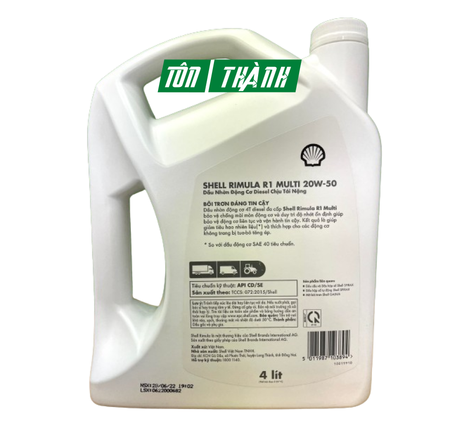 DẦU NHỚT ĐỘNG CƠ SHELL RIMULA R1 20W-50 (4 LÍT)
