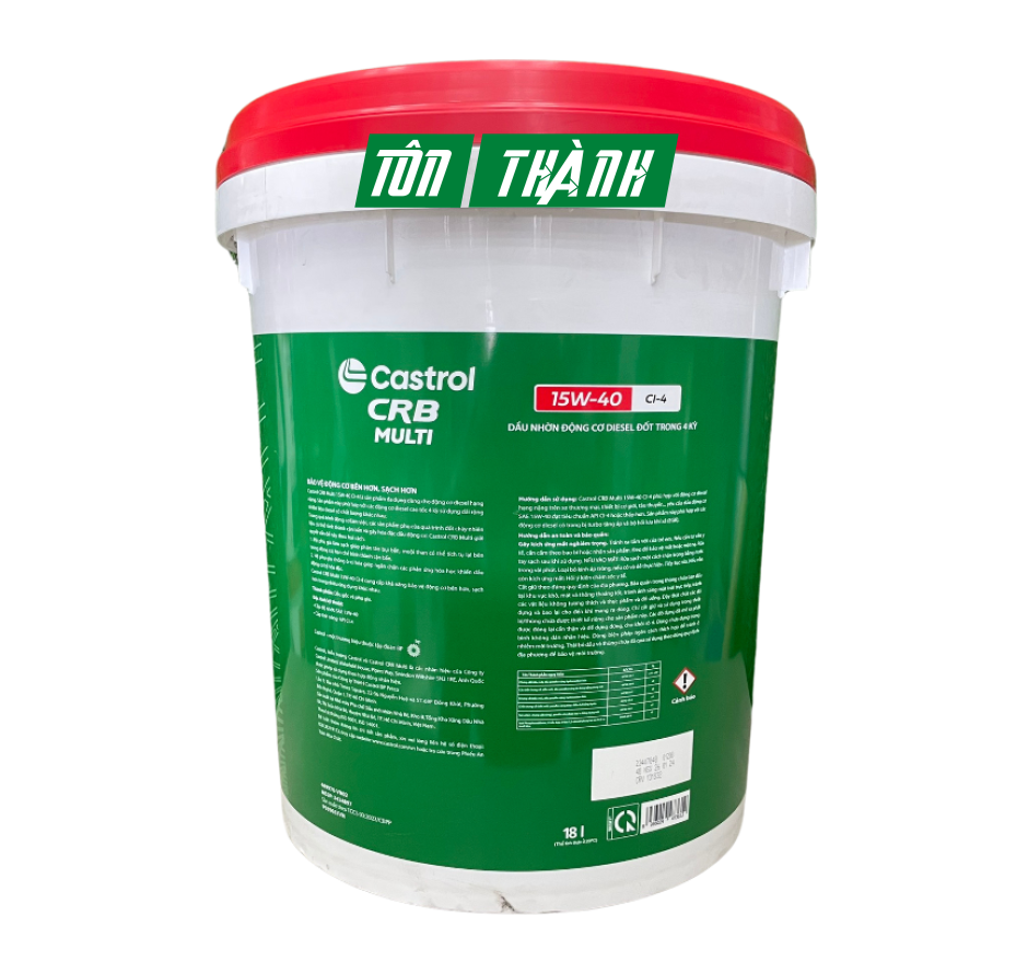 DẦU NHỚT ĐỘNG CƠ CASTROL CRB MULTI 15W40 CI-4 (18 LÍT)