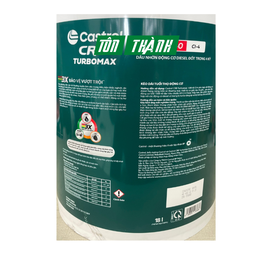 DẦU NHỚT ĐỘNG CƠ CASTROL CRB TURBOMAX 3X 15W40 CI-4 (18 LÍT)