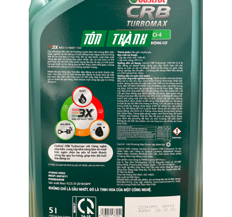 Castrol CRB Turbomax 15W-40 CI-4 (5 Lít)