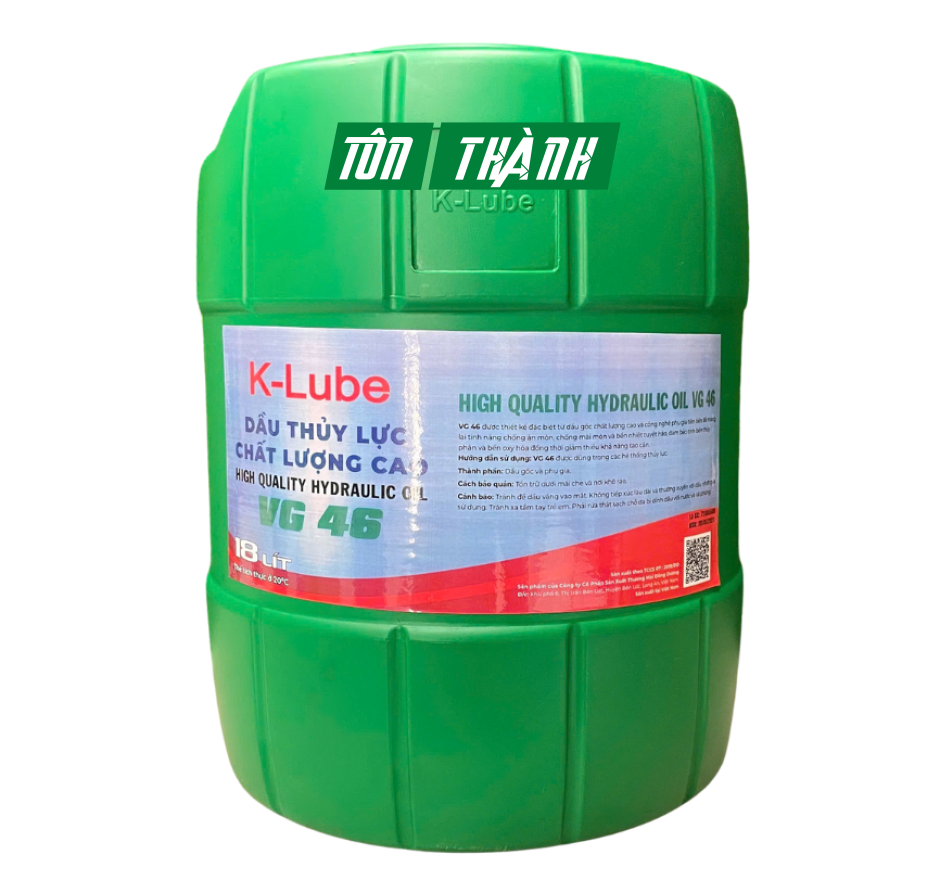 Dầu thủy lực trắng chất lượng cao K-Lube VG 46 (18 Lít)
