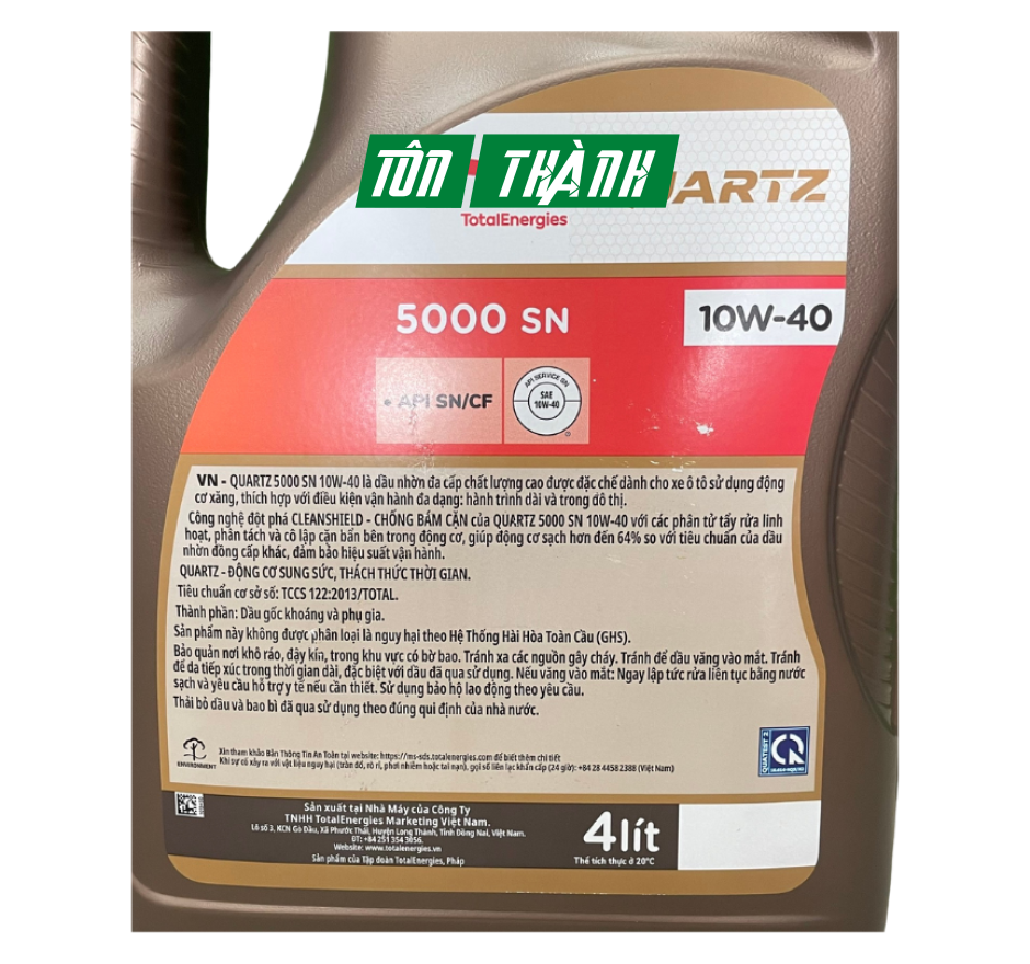 DẦU NHỚT ĐỘNG CƠ TOTAL QUARTZ 5000 10W40 (4 LÍT)