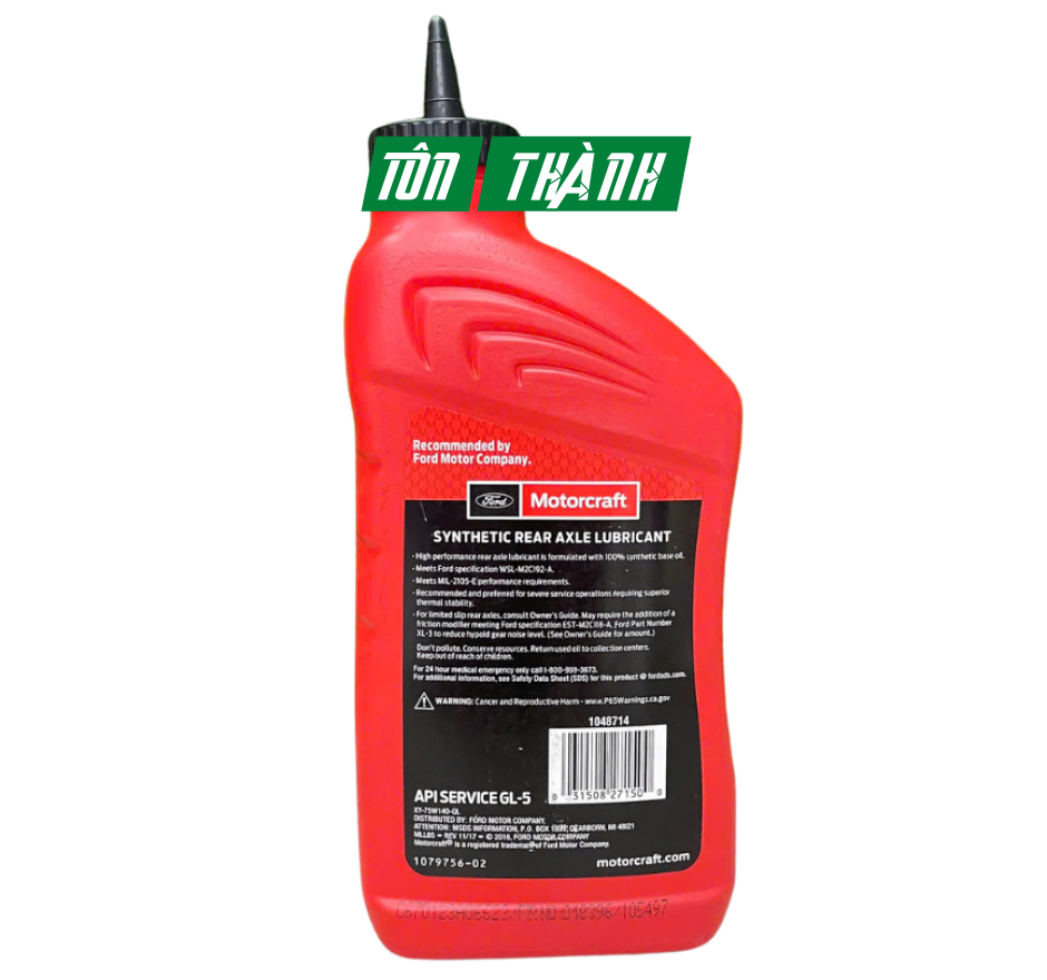 Dầu cầu - hộp số sàn SYNTHETIC REAR AXLE LUBRICANT 75W-140 (1 Lít)