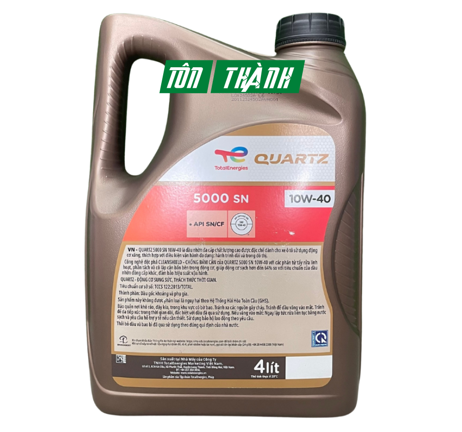 DẦU NHỚT ĐỘNG CƠ TOTAL QUARTZ 5000 10W40 (4 LÍT)