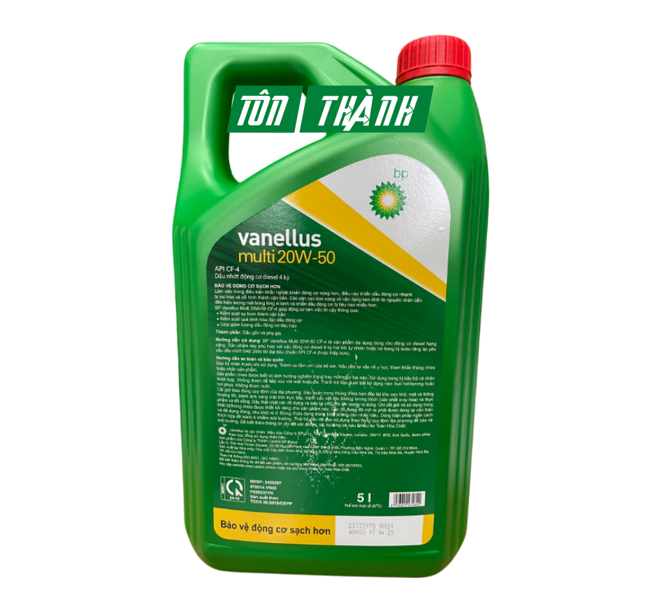 DẦU NHỚT ĐỘNG CƠ BP VANELLUS MULTI 20W50 CF-4 (5 LÍT)