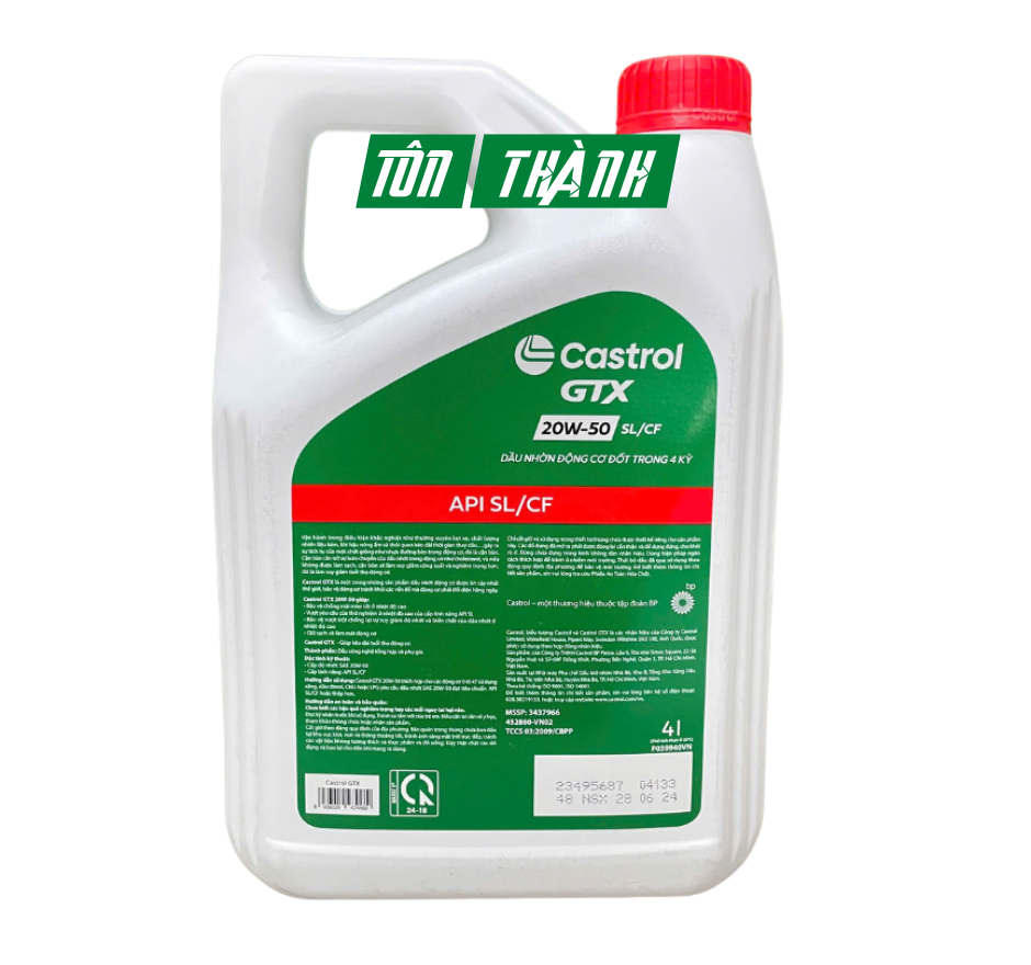 DẦU NHỚT ĐỘNG CƠ CASTROL GTX 20W50 SL/CF (4 LÍT)