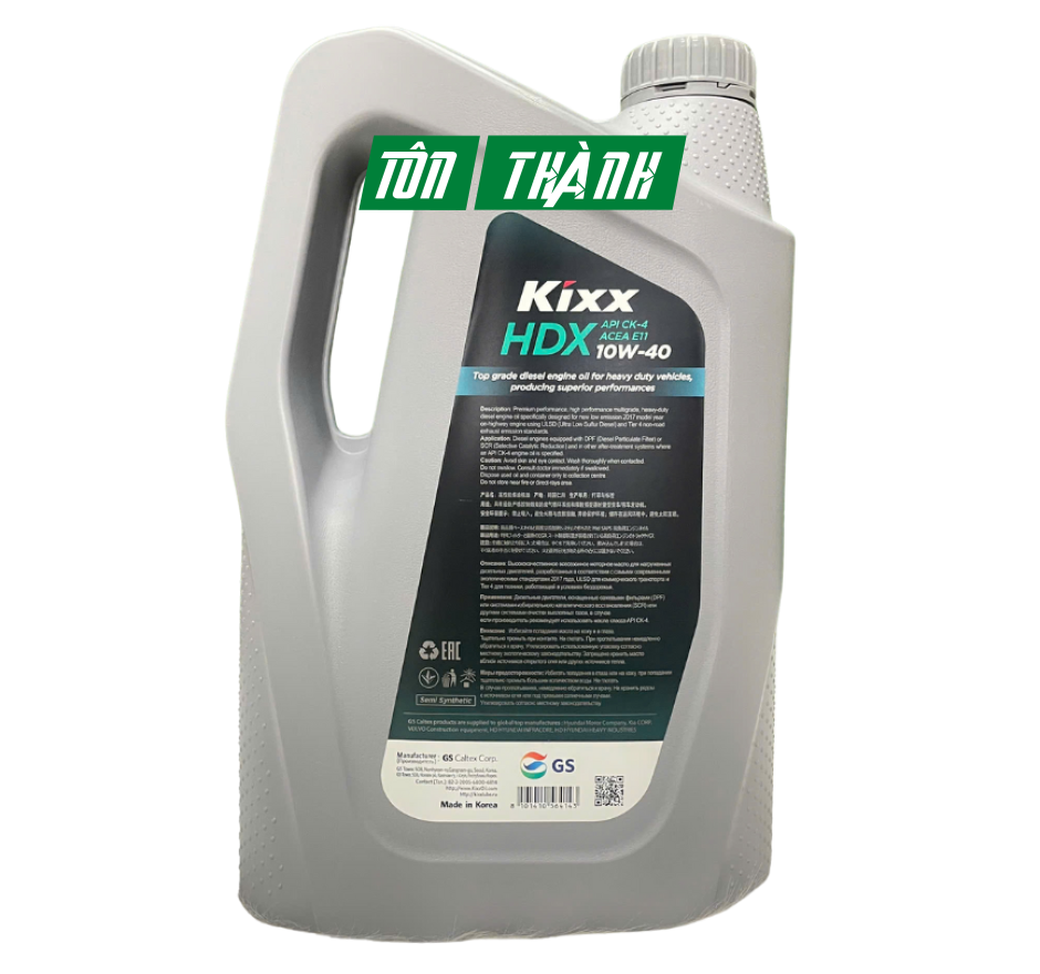 Dầu Động Cơ Diesel Kixx HDX CK-4 10W40 (6 Lít)