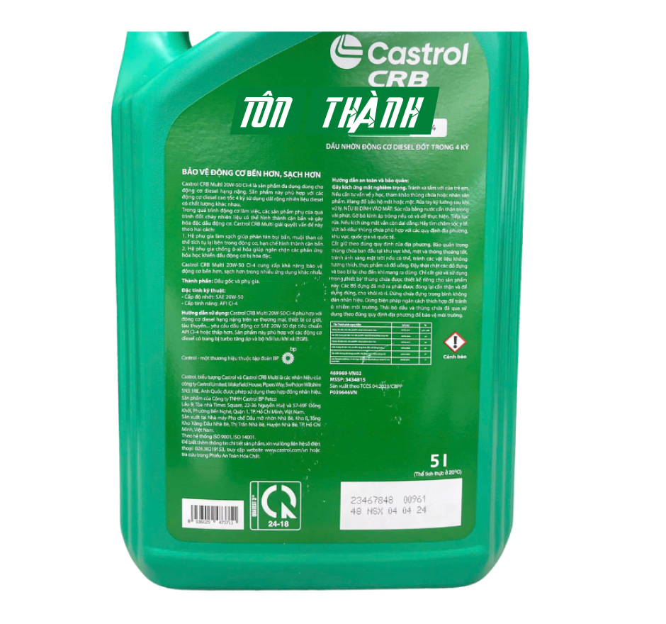 DẦU NHỚT ĐỘNG CƠ CASTROL CRB MULTI 20W50 CH-4 (5 LÍT)