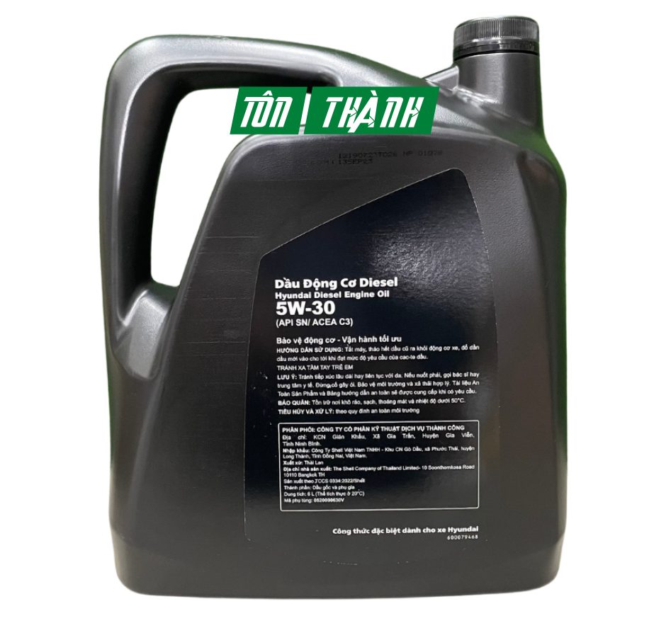 Dầu Nhớt Động Cơ Diesel Hyundai 5W30 - API SN/ACEA C3 (6Lít)