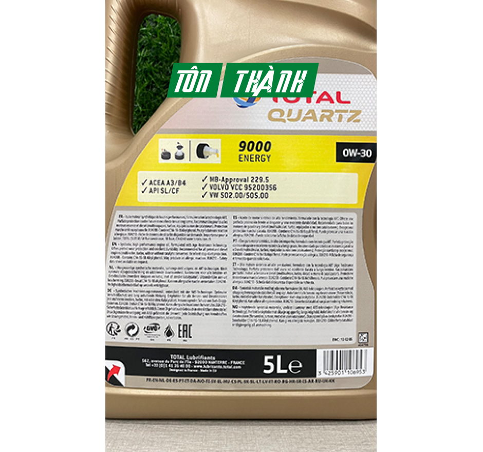 Dầu động cơ xe ô tô cao cấp TOTAL QUARTZ 9000 ENERGY 0W30