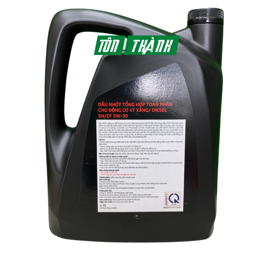 DẦU NHỚT TỔNG HỢP ĐỘNG CƠ 4T - MITSUBISHI SN/CF_5W30 (4 LÍT)