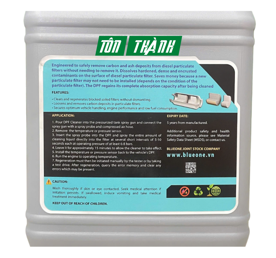 Dung Dịch Vệ Sinh Bầu Lọc Khí Thải BLUE ONE DPF CLEANER (2 LÍT)
