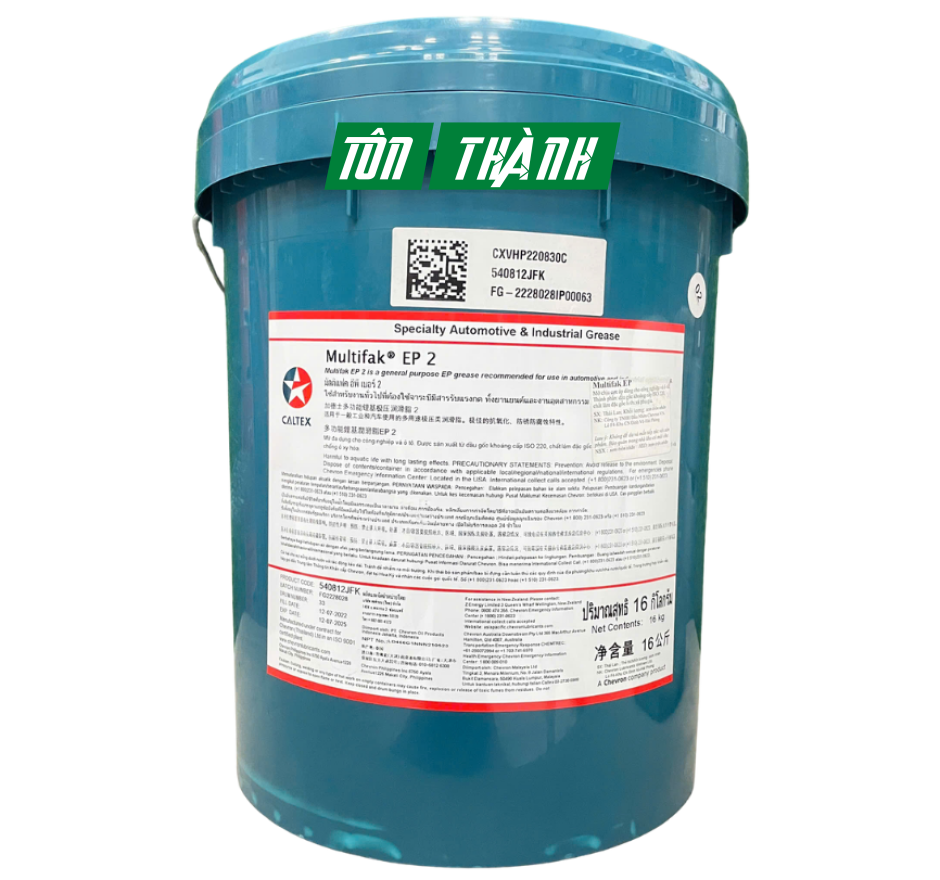 Mỡ bôi trơn Caltex Multifak EP 2- Đa Dụng, Chống Mài Mòn Vượt Trội (16kg)