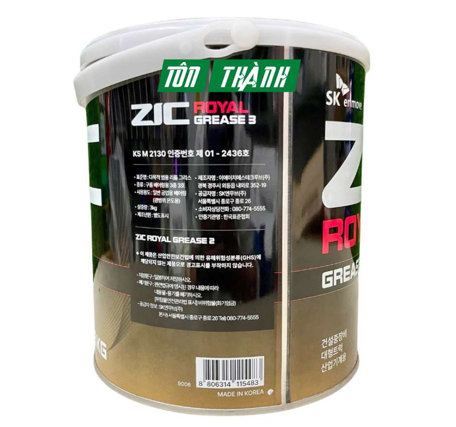 MỠ ZIC ROYAL GREASE 3 (3KG) NHẬP KHẨU HÀN QUỐC
