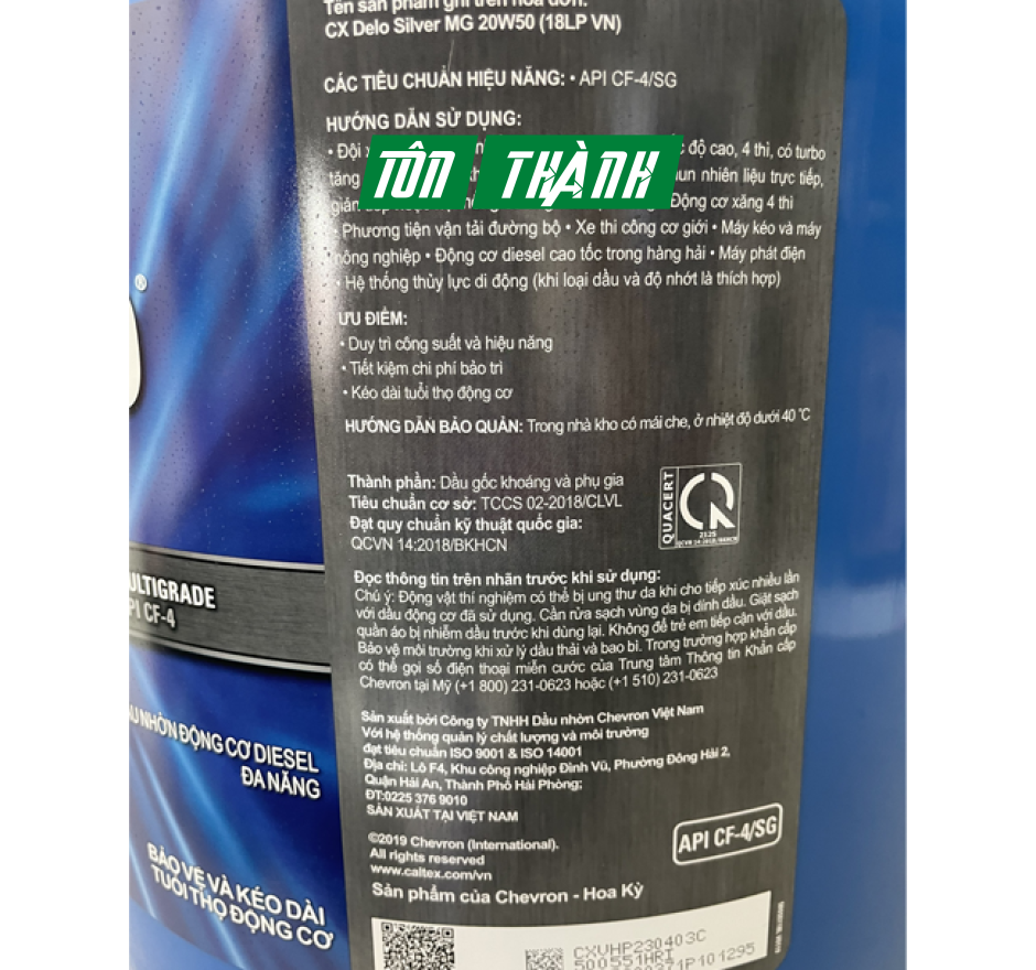 DẦU ĐỘNG CƠ CALTEX DELO SILVER MULTIGRADE 20W50 (18 LÍT)