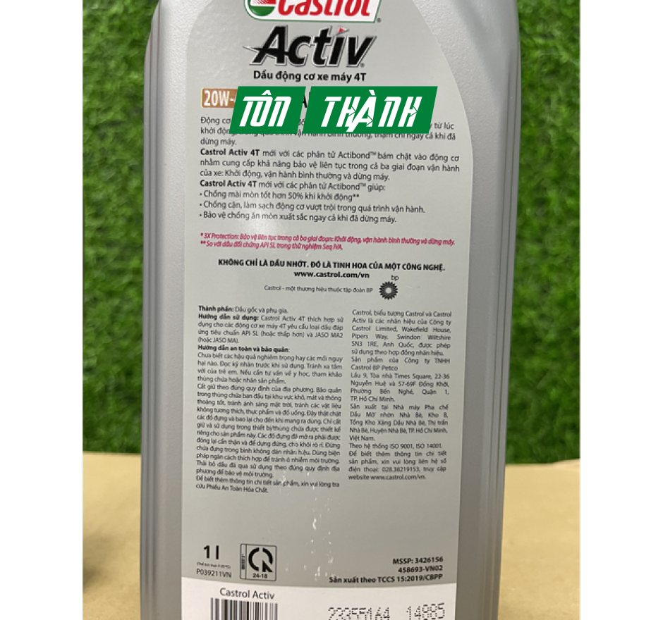 NHỚT XE SỐ CASTROL ACTIV - 20W40 (1 Lít & 0.8 Lít)