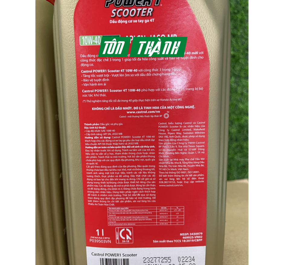 DẦU NHỚT TAY GA CASTROL POWER-1 SCOOTER 10W40 (0.8L & 1L)