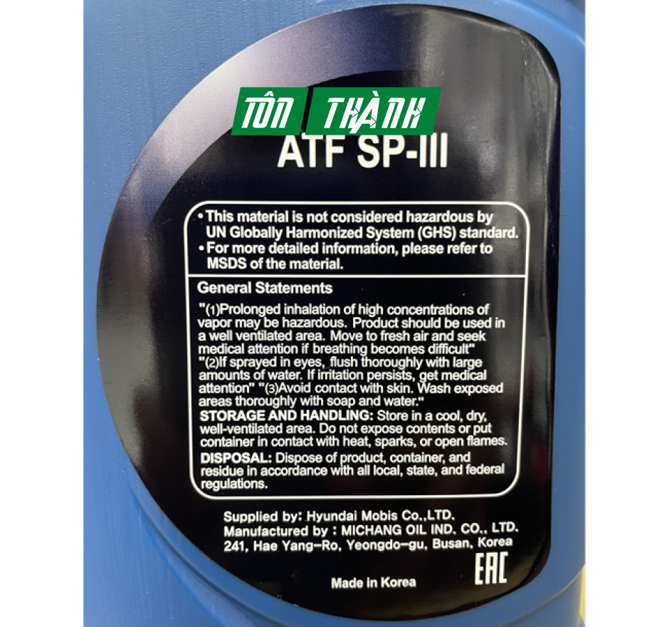 DẦU HỘP SỐ TỰ ĐỘNG HYUNDAI KIA ATF SP-III (1 LÍT)