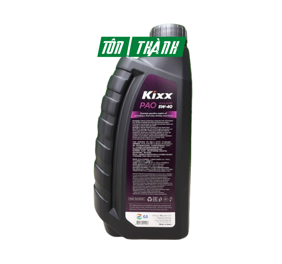 Dầu nhớt Kixx PAO 5W40 dùng cho ô tô và xe tay ga chai 1L tổng hợp 100%