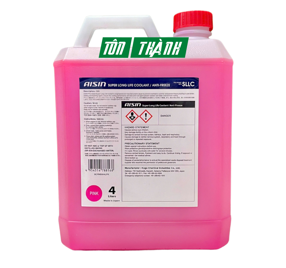 Nước Làm Mát Động Cơ AISIN 50% Màu Hồng (4 Lít)