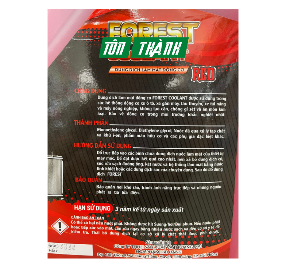 NƯỚC LÀM MÁT CAO CẤP FOREST ĐỎ (5 LÍT)
