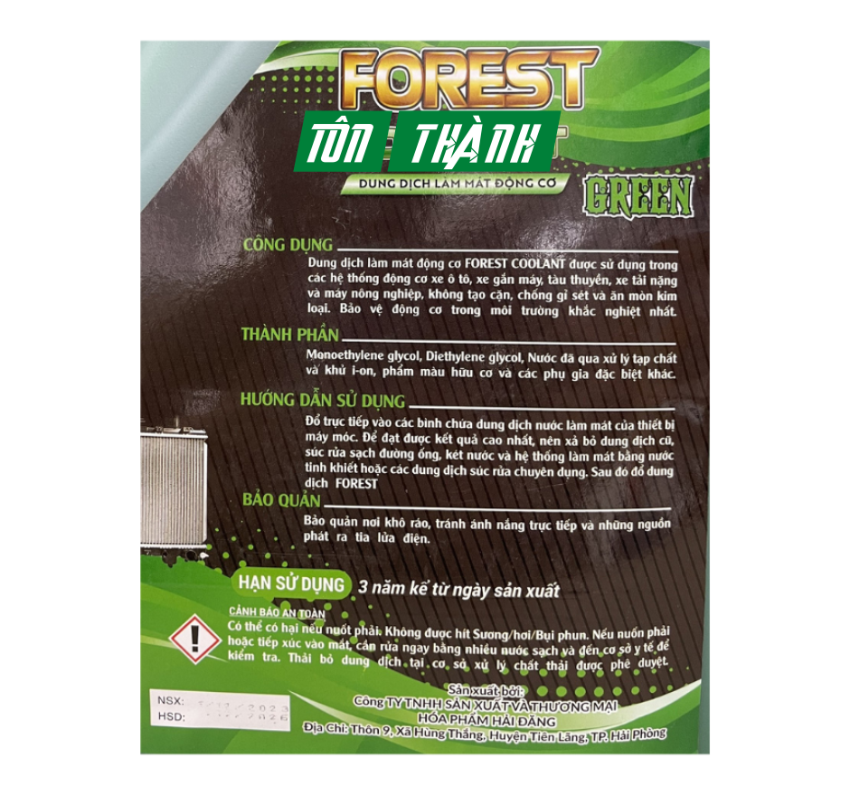 NƯỚC LÀM MÁT XANH CAO CẤP FOREST (5 LÍT)