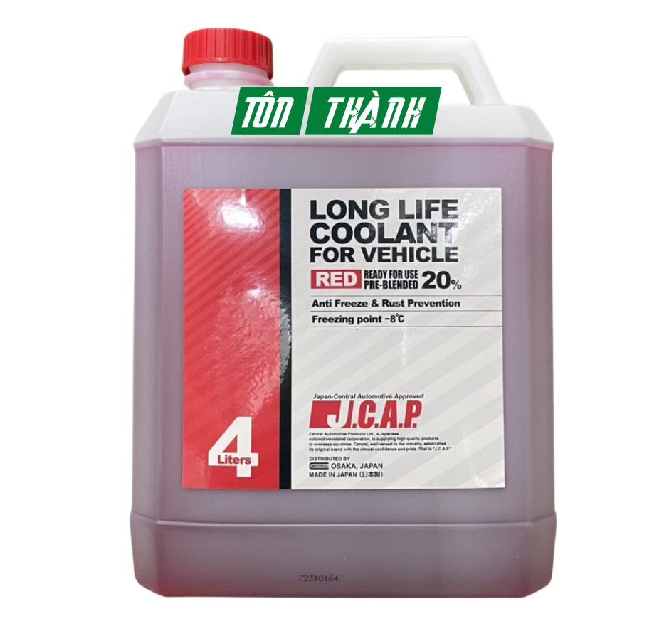NƯỚC GIẢI NHIỆT LÀM MÁT ĐỘNG CƠ J.C.A.P XE Ô TÔ DU LỊCH ĐỎ (4 LÍT)