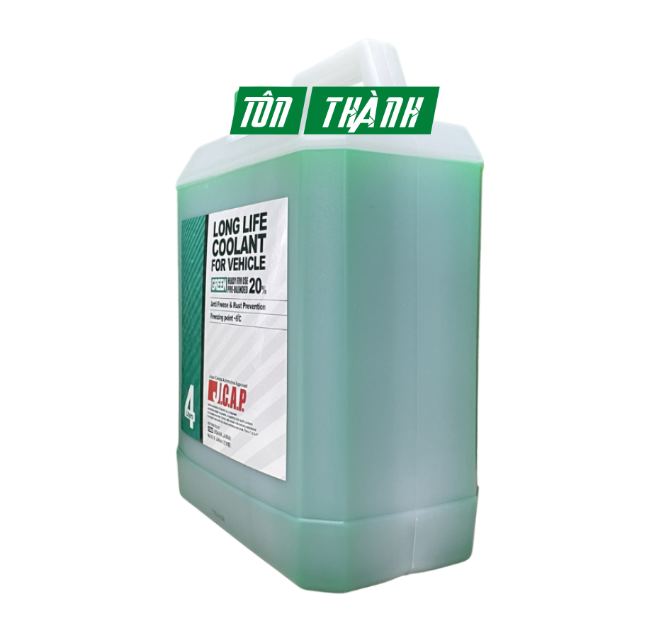 NƯỚC GIẢI NHIỆT LÀM MÁT ĐỘNG CƠ J.C.A.P XE Ô TÔ DU LỊCH XANH (4 LÍT)