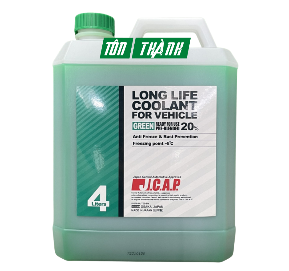 NƯỚC GIẢI NHIỆT LÀM MÁT ĐỘNG CƠ J.C.A.P XE Ô TÔ DU LỊCH XANH (4 LÍT)