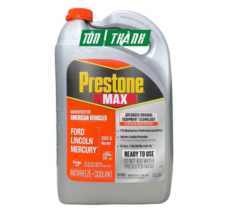 NƯỚC LÀM MÁT XE Ô TÔ MÀU CAM PRESTONE 50/50 (3.78 LÍT)