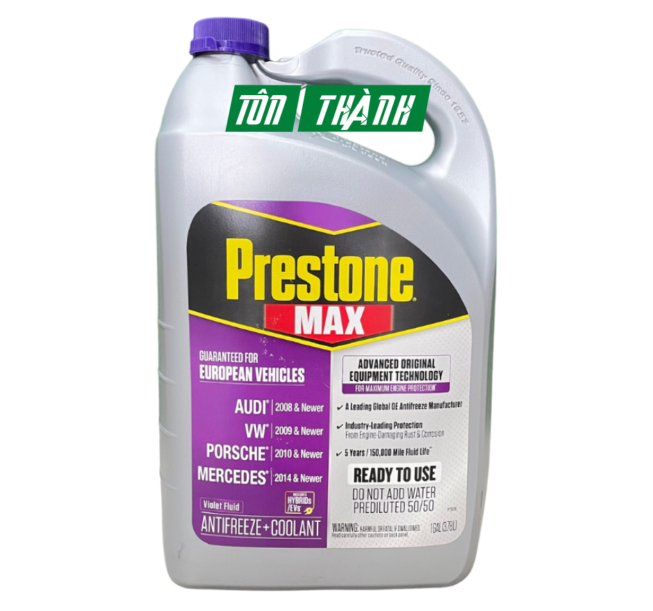 Nước làm mát động cơ Prestone MAX màu tím chuyên dụng cho xe Châu Âu (3.78 lít)