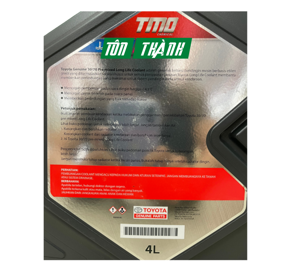 NƯỚC LÀM MÁT ĐỘNG CƠ MÀU HỒNG TOYOTA (4 LÍT)