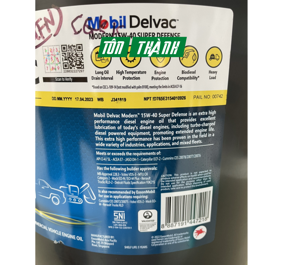 DẦU NHỚT ĐỘNG CƠ XE TẢI MOBIL DELVAC SUPER 1400 15W-40 (20 LÍT)