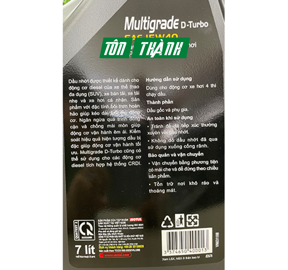 NHỚT XE HƠI MOTUL MULTIGRADE D-Turbo 15W40 (7L)