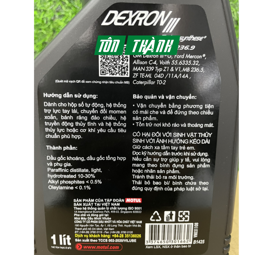 DẦU NHỚT HỘP SỐ TỰ ĐỘNG TRỢ LỰC TAY LÁI MOTUL DEXRON III (1 LÍT)