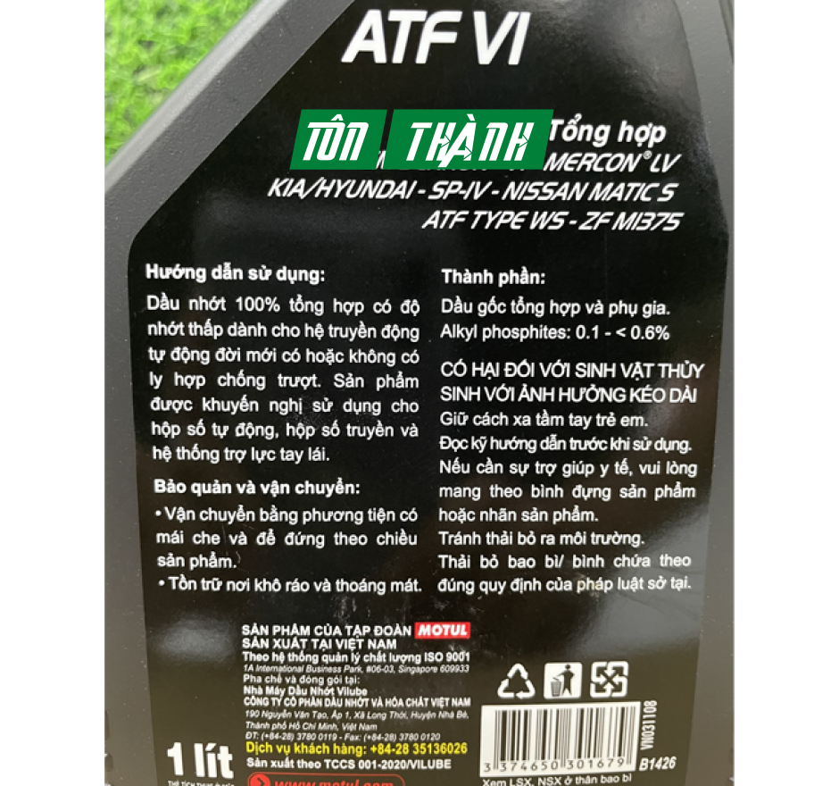 NHỚT HỘP SỐ TỰ ĐỘNG TRỢ LỰC TAY LÁI ATF VI MOTUL (1 LÍT)