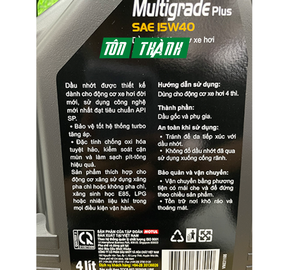 NHỚT XE HƠI MOTUL MULTIGRADE PLUS 15W40 (4L)