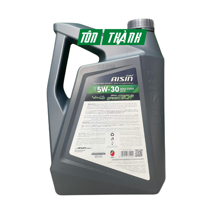 Dầu động cơ AISIN greenTECH+ Fully Synthetic 5W-30 SP (6 Lít)