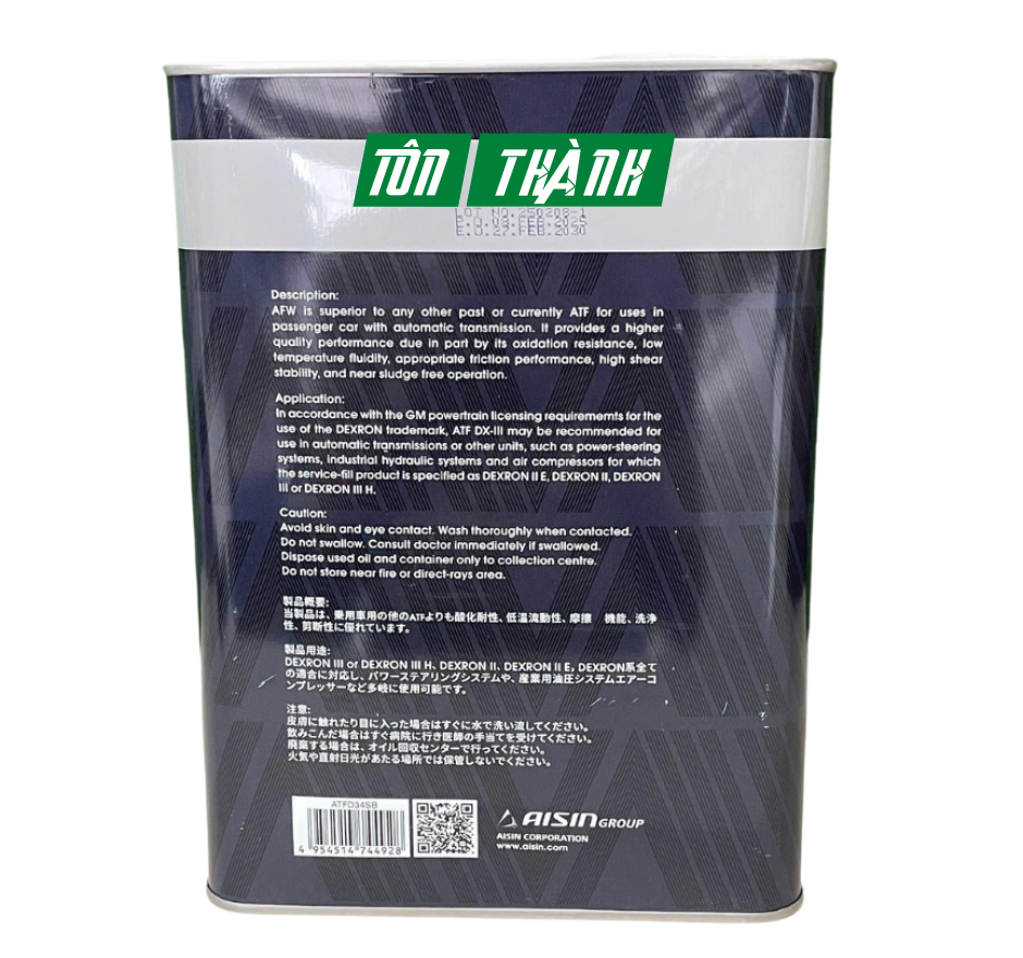 Dầu Hộp Số Tự Động AISIN AFW (4 Lít)