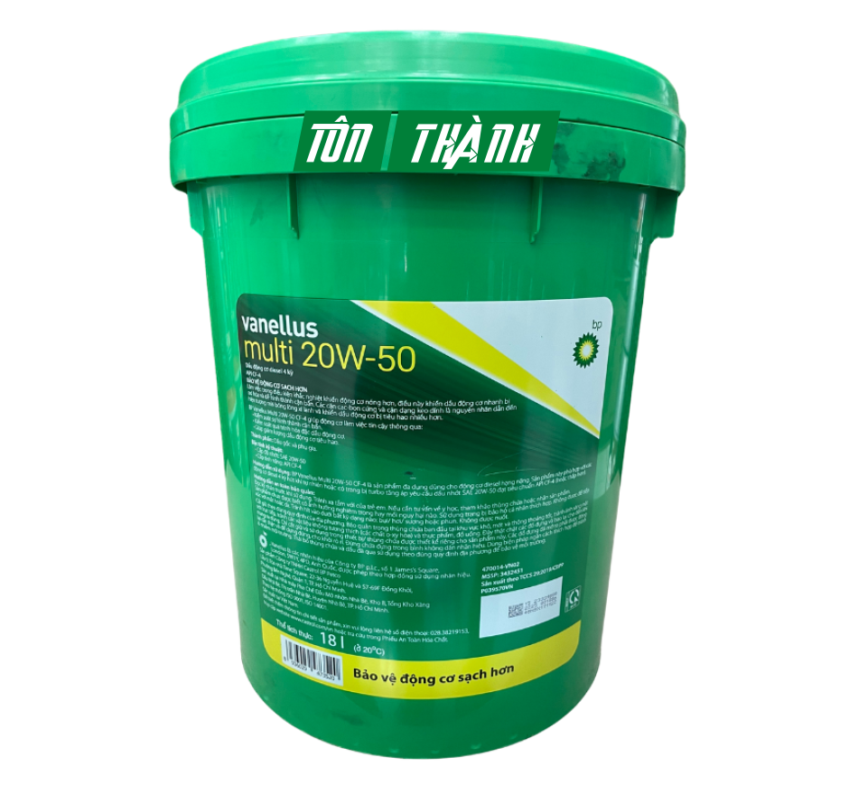 DẦU NHỚT ĐỘNG CƠ BP VANELLUS MULTI 20W50 CF-4 (18 LÍT)