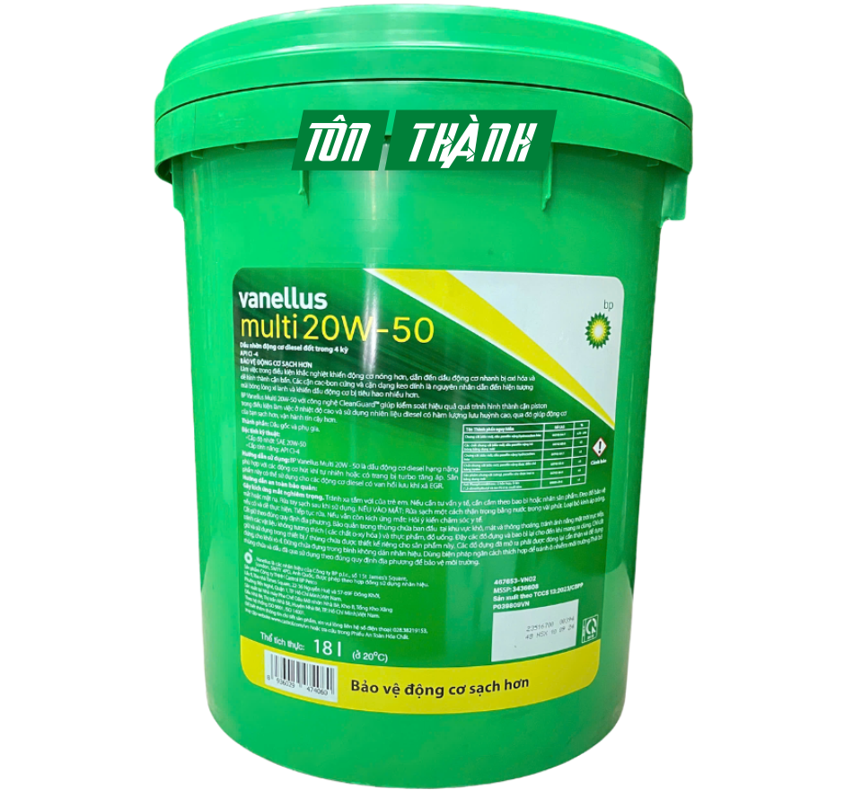 DẦU NHỚT ĐỘNG CƠ BP VANELLUS MULTI 20W50 CI-4 (18 LÍT)