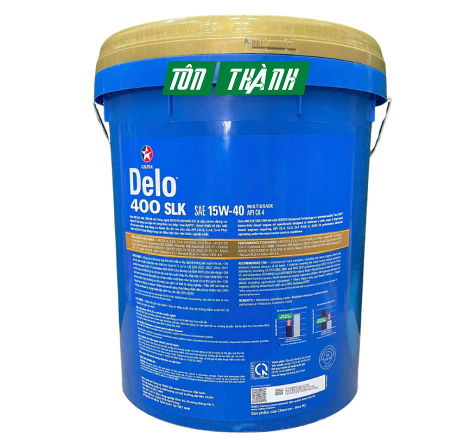 Nhớt ô tô Caltex Delo 400 SLK chuyên dùng cho động cơ Diesel 15w40 (18 Lít)