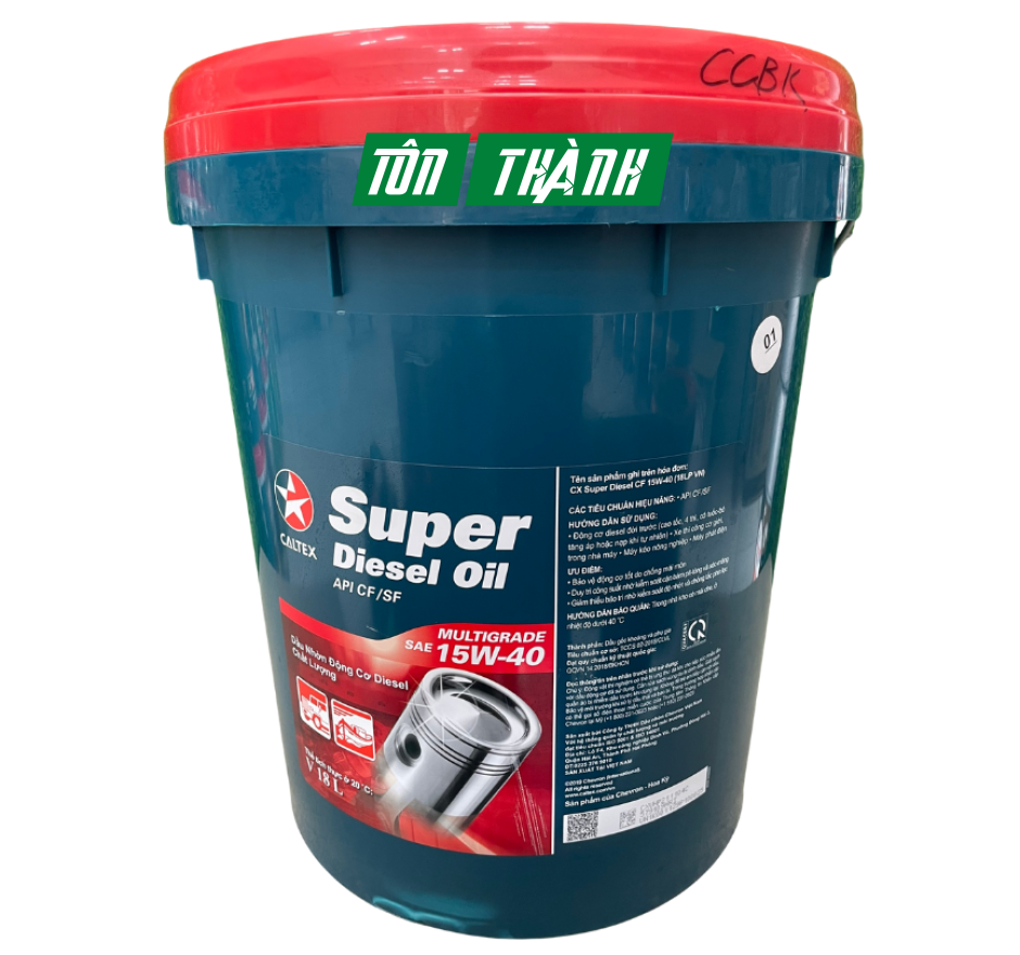 DẦU NHỚT ĐỘNG CƠ CALTEX SUPER DIESEL OIL 15W40 (18 LÍT)