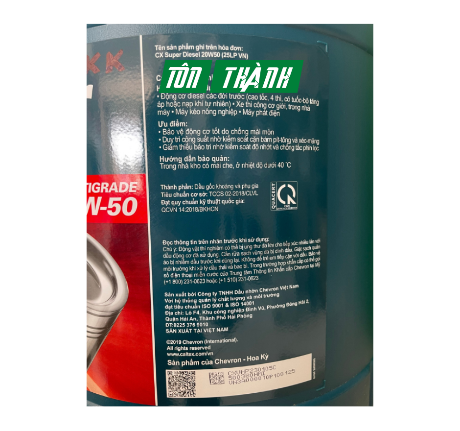 DẦU NHỚT ĐỘNG CƠ CALTEX SUPER DIESEL OIL 20W50 (25 LÍT)