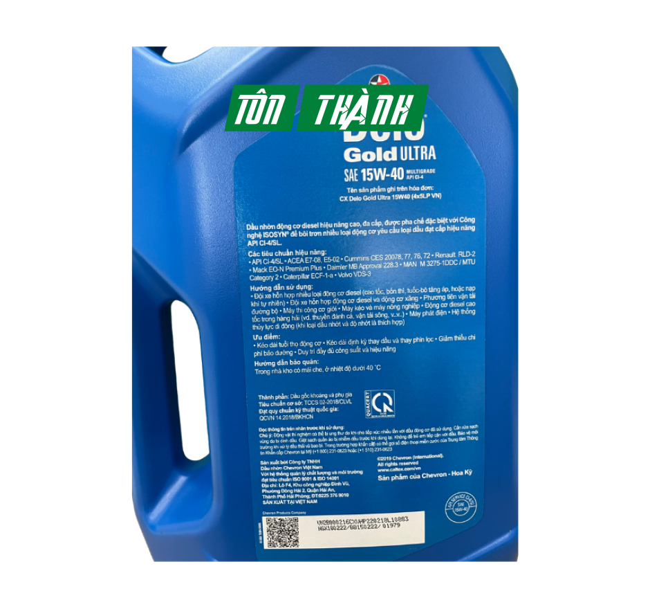 DẦU NHỚT ĐỘNG CƠ Ô TÔ DIESEL CALTEX DELO GOLD ULTRA 15W40 (5 LÍT)