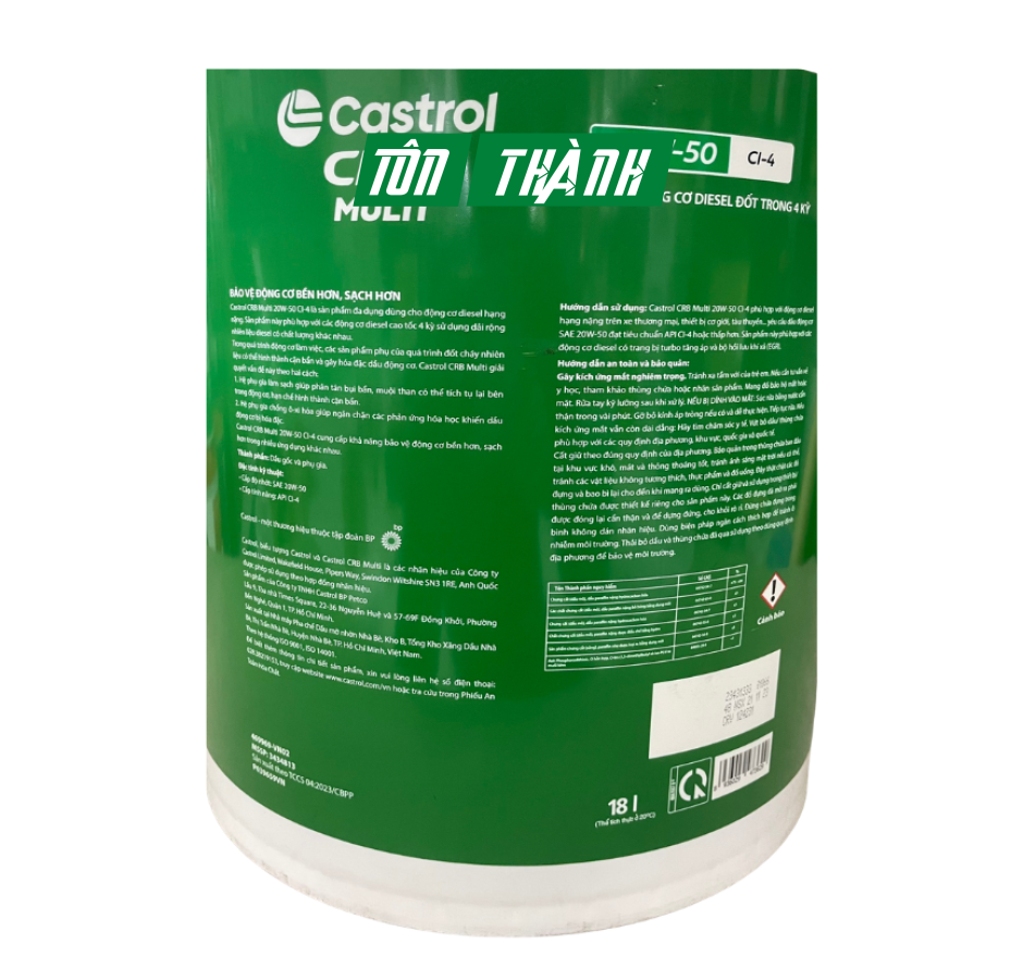DẦU NHỚT ĐỘNG CƠ CASTROL CRB MULTI 20W50 CI-4 (18 LÍT)