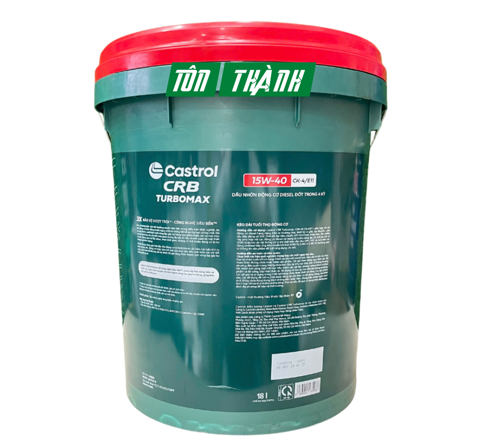 DẦU NHỚT ĐỘNG CƠ CASTROL CRB TURBOMAX 3X 15W40 CK-4 (18 LÍT)