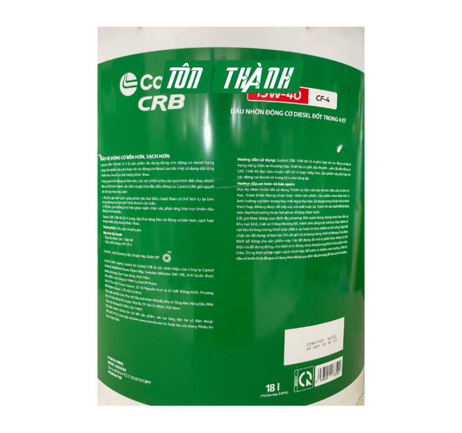 DẦU NHỚT ĐỘNG CƠ CASTROL CRB 15W40 CF-4 (18 Lít)