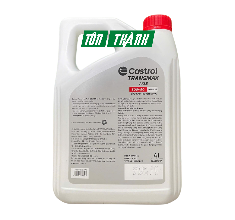 DẦU CẦU TRUYỀN ĐỘNG CASTROL TRANSMAX AXLE 80W-90 (4 LÍT)